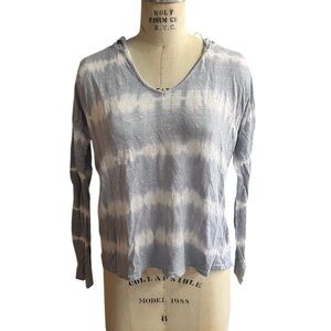 SWTR L blue and white tie dye linen hoodie